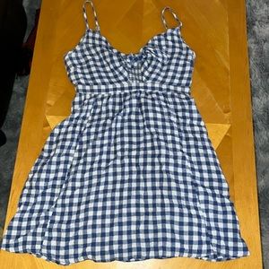 White and blue checkered sundress